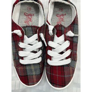 Jellypop Dallas Lace Up Sneakers, color plaid red grey, size 7.5M